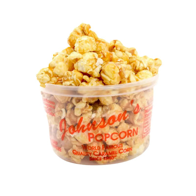 Johnson's Popcorn Caramel Popcorn Party Favors Handmade, Freshly Popped Gourmet Sweet & Crunchy Delicious Treat for Family Parties, Movie Night Snack Gift Ready 2.5oz (25 Pack)