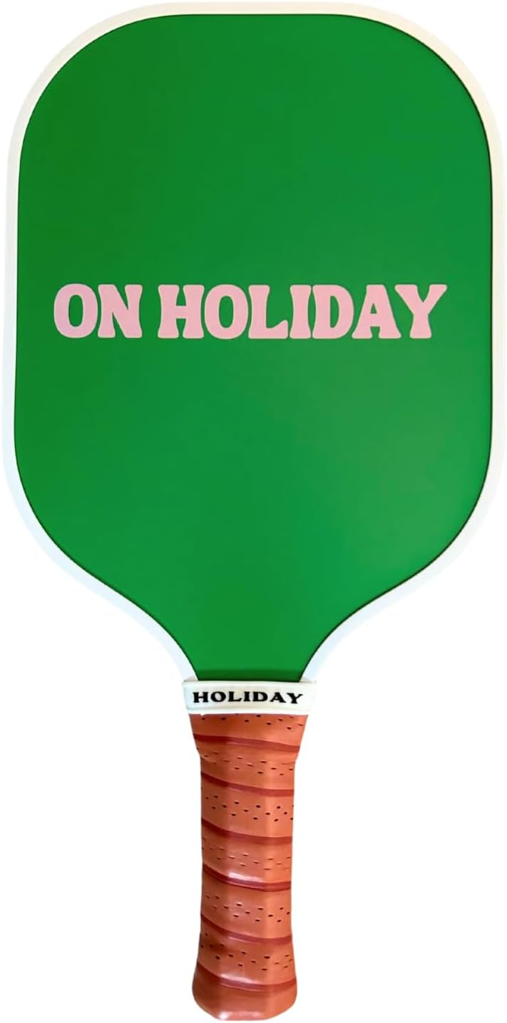 On Holiday Pickleball Paddle | Fiberglass Face Honeycomb Core, High Spin, Shock-Absorbing, Lightweight Durable for Power, Control & Balance Edge Guard & Grip Tape for Sweaty Hands - All Levels (Palma)