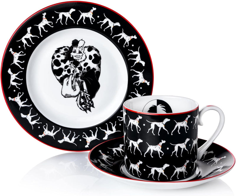 Disney 101 Dalmatians Cruella Cup and Saucer, Fine Bone China, 15 × 15 × 7.5 cm, Multicolor
