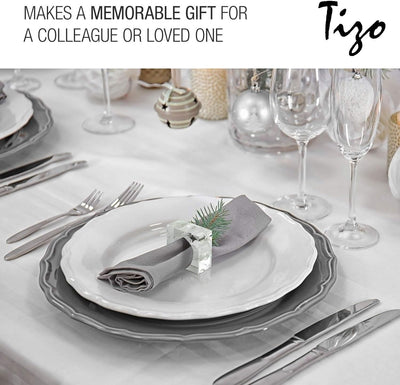 Tizo Design Elegant Crystal Napkin Rings Set-4, Crystal Glass Napkin Holders, Smoke (Also Available in Clear)