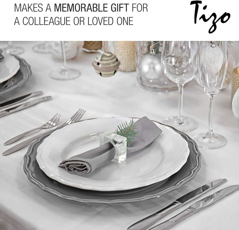 Tizo Design Elegant Crystal Napkin Rings Set-4, Crystal Glass Napkin Holders, Smoke (Also Available in Clear)