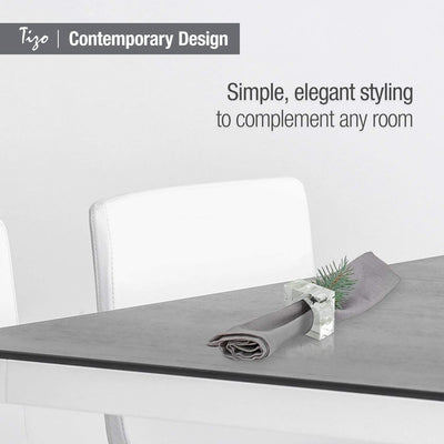 Tizo Design Elegant Crystal Napkin Rings Set-4, Crystal Glass Napkin Holders, Smoke (Also Available in Clear)