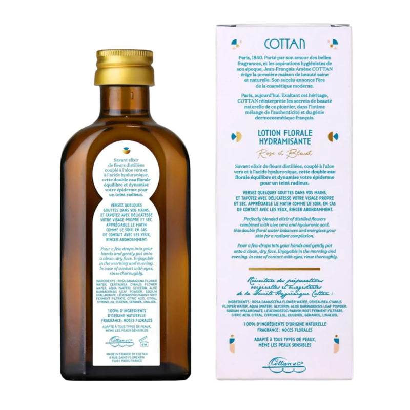 Paris Moisturizing Floral Facial Lotion | Natural Rose & Cornflower Floral Water with Aloe Vera & Hyaluronic Acid | Delivers Deep Hydration Vegan French Face Toner for Sensitive Skin 4.2oz