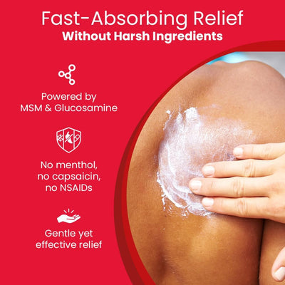 Korean Natural Pain Relief Cream 3.4oz. MSM & Glucosamine –No Menthol–Non-Greasy Formula- for Muscle Soreness, Joint, Knee, Back, and Arthritis Pain, Neuropathy, Tennis Elbow Recovery Cream