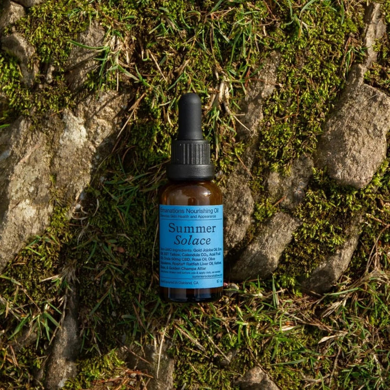 Summer Solace Emanations Nourishing Face & Hair Oil With Tallow, Emu & Squalene, Acai, Rose, Vetiver Oil, Moisturizes, Repairs, Deep Hydration For Soft, Supple Skin Youthful Look 30ml