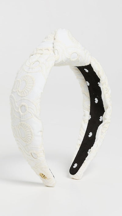 Lele Sadoughi Women's Knotted Eyelet Headband, Ivory, White, One Size