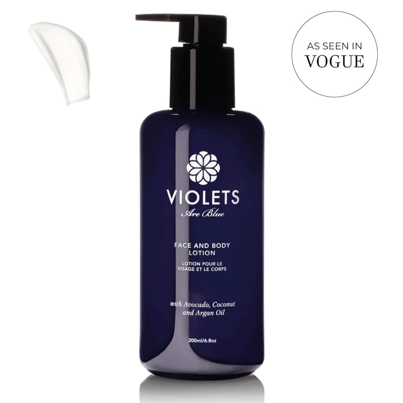 Violets are Blue® Hydrating Face & Body Lotion with Argan, Avocado, Castor & Lavender Oil – Natural Moisturizer for Dry, Sensitive Skin – Vitamin A, D & E Rich – Non-Greasy, Plant-Based Skincare 6.8oz