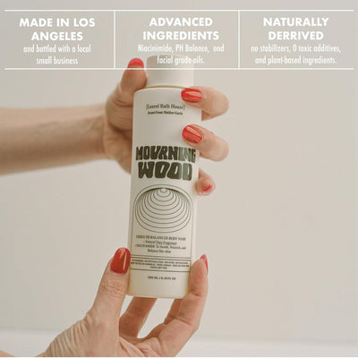 Mourning Wood Body Wash | Hydrates, Cleanses, Nourishes Skin with Niacinamide | Notes of Oud Wood, Black Rose, Cedar | Free From Parabens, Sulfates & Phthalates 8oz (3 Pack)