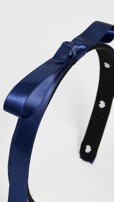 Lele Sadoughi Women's Bardot Satin Ribbon Headband, Navy, Blue, One Size