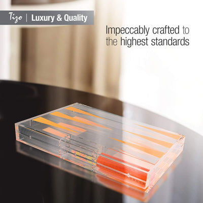 Tizo Design Women's 18" Lucite Backgammon Orange Set, Orange, One Size