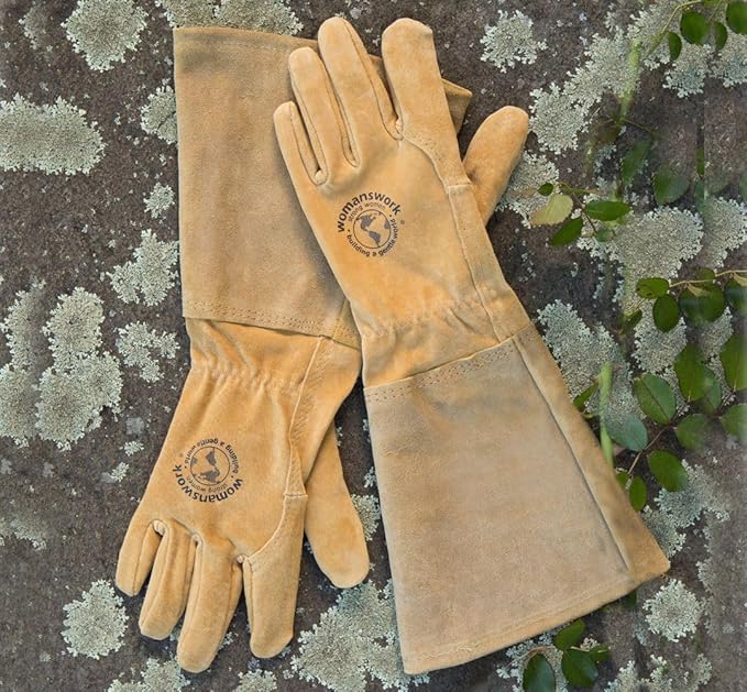 Womanswork Rose Gauntlet Leather Garden Gloves – Made in the USA