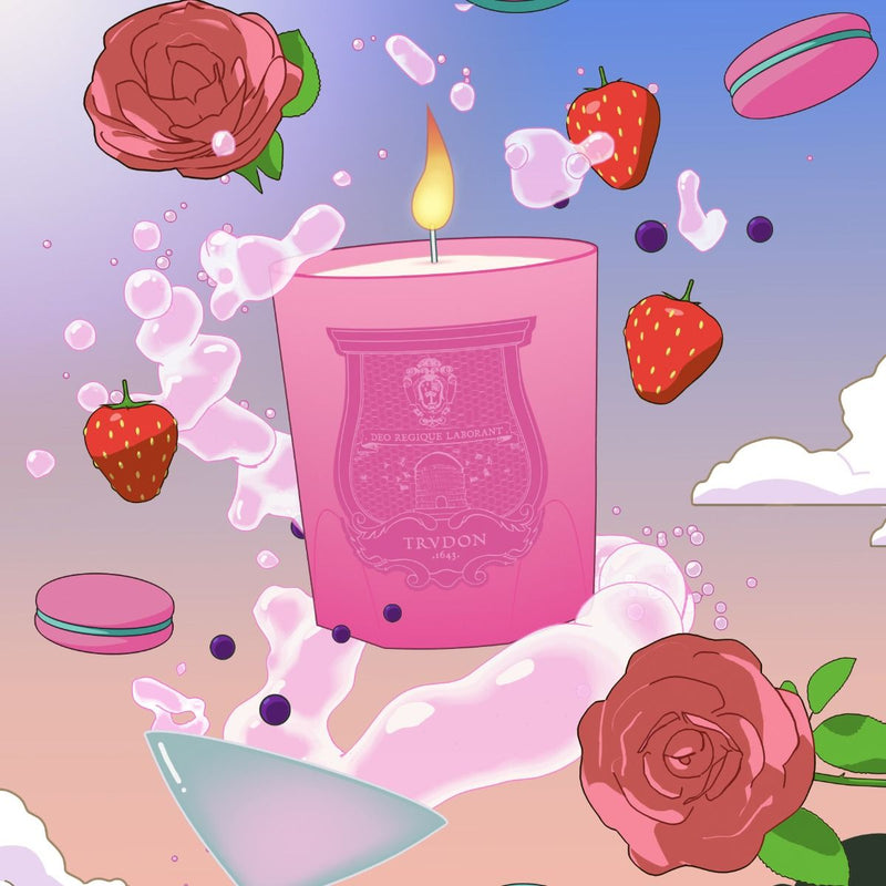 Trudon – Summer Haze Candle (Limited Edition) – Rose Cake, Berries & Floral Gourmand in Fuchsia Pink 9.5 oz