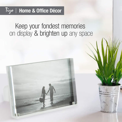 TIZO Design Vertical 5x7 Lucite Picture Frame, Durable 1 Inch Thick Clear Lucite & Magnetic Closures, Elegant & Practical Boutique Quality Photo Frame (Multiple Colors Available)