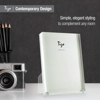 TIZO Design Vertical 5x7 Lucite Picture Frame, Durable 1 Inch Thick Clear Lucite & Magnetic Closures, Elegant & Practical Boutique Quality Photo Frame (Multiple Colors Available)