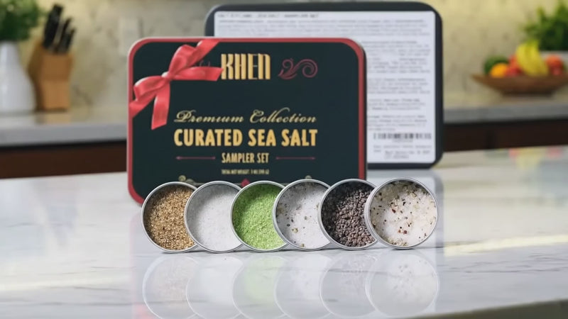 Curated Sea Salt Gift Set of 6 – Gourmet Chefs Collection Finishing Seasoning Variety Pack - Tin Gift Box | Sampler Cooking, Grilling & Baking | Assorted Natural Blends Foodies & Special Occasions