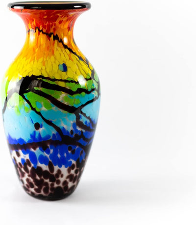 Badash Firestorm Murano-Style Glass Vase - 11" Tall Decorative Mouth-Blown Art Glass Vase - Stunning Oversized Home Decor Accent