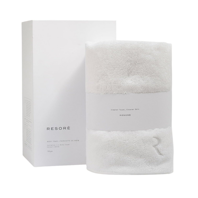 Resore Body Towel - 56" x 30" 700GSM Luxury Bath Shower Towel Skin Rejuvenating, Odor Preventing, Highly Absorbent, Aegean Turkish Cotton Botanical Lyocell Blend, Super Plush Bathroom Wash Cloth White