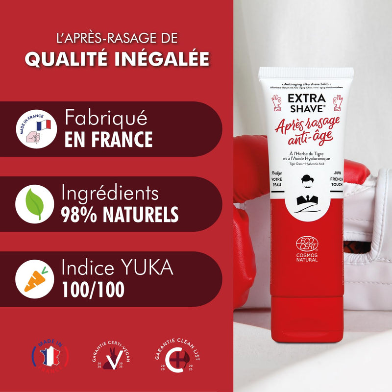 Aftershave Balm | Natural, Vegan, French | Repairing & Anti-Aging Properties | RGNA© Activators & Hyaluronic Acid | Soothes Micro-Cuts | 75mL