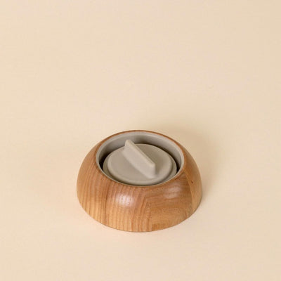 Holcomb Studio Totter Salad Dressing Shaker | Handblown Glass Mixer Ash Wood Lid & Silicone Gasket Leak-Free Emulsifying | Prep, Store & Serve Dressings Modern Minimalist Dinner Table Hostess Gift