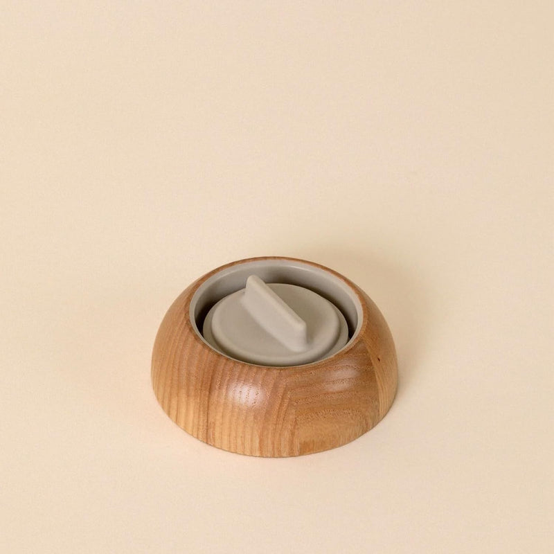 Holcomb Studio Totter Salad Dressing Shaker | Handblown Glass Mixer Ash Wood Lid & Silicone Gasket Leak-Free Emulsifying | Prep, Store & Serve Dressings Modern Minimalist Dinner Table Hostess Gift
