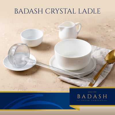 Badash 12" Heritage Quality Crystal Glass Punch Bowl Ladle, Artisan Mouth-Blown Lead-Free Clear Serving Ladle,