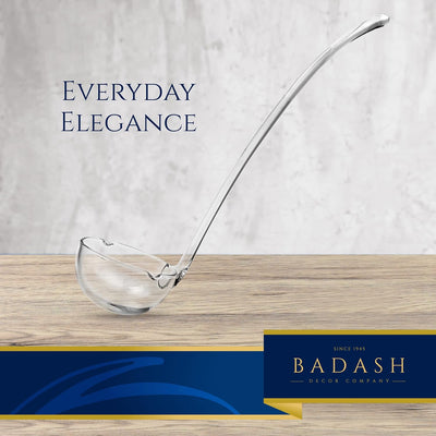 Badash 12" Heritage Quality Crystal Glass Punch Bowl Ladle, Artisan Mouth-Blown Lead-Free Clear Serving Ladle,
