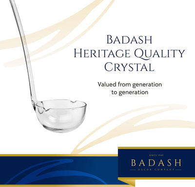 Badash 12" Heritage Quality Crystal Glass Punch Bowl Ladle, Artisan Mouth-Blown Lead-Free Clear Serving Ladle,