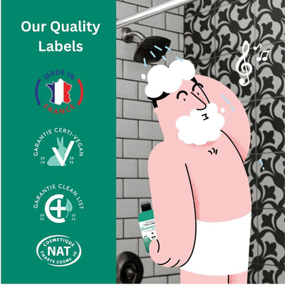 2-in-1 Beard & Hair Care Shampoo | Vegan, Sulfate-Free Replenishing, Nourishing, Sandalwood Fragrance | Natural, Calms Itching, Paraben & Silicone-Free Made In France 250mL