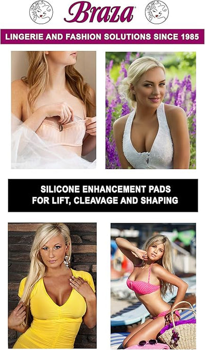 Braza Add A Size Silicone Breast Enhancement Push Up Pads for Bras and Swimsuits