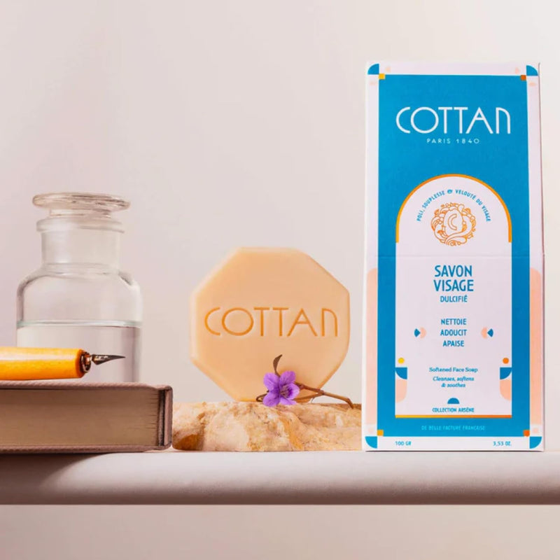 Paris Softened Face Soap 100gr | Natural Surgras Bar with Jojoba Oil & Shea Butter | Gentle Daily Facial Cleanser Softens & Soothes Skin | Vegan French Soap for Sensitive Skin 3.5oz