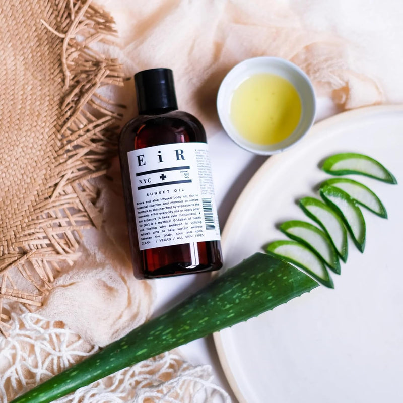 Sunset Oil | Deeply Hydrating After-Sun Recovery Oil for Body & Face | Aloe, Jojoba, Coconut & Botanical Extracts | Moisturize & Restore Skin for Nourished, Shimmering Skin 8oz