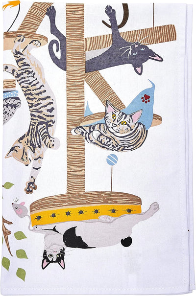 Ulster Weavers Tea Towel Cotton, Durable & Machine Washable, Eco-Friendly Design, Ideal Size, Animal Theme, Moggie Mayhem, Multi