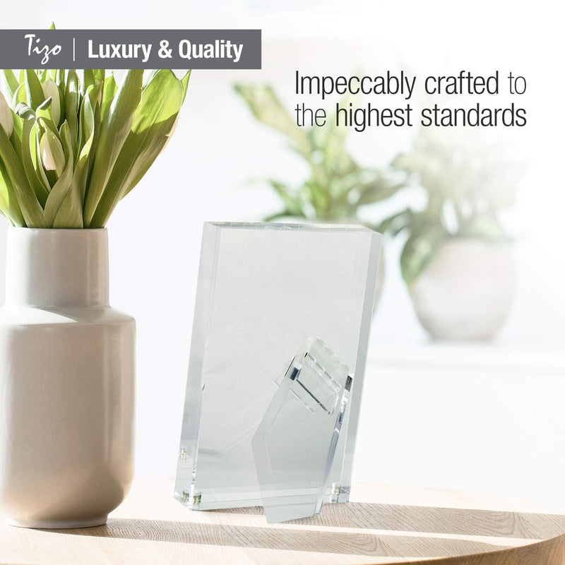 TIZO Design Vertical 8x10 Lucite Picture Frame, Durable 1 Inch Thick Clear Lucite & Magnetic Closures, Elegant & Practical Boutique Quality Photo Frame (Multiple Colors Available)