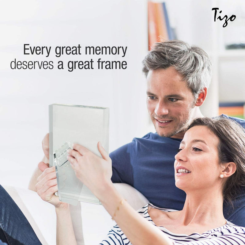 TIZO Design Vertical 8x10 Lucite Picture Frame, Durable 1 Inch Thick Clear Lucite & Magnetic Closures, Elegant & Practical Boutique Quality Photo Frame (Multiple Colors Available)