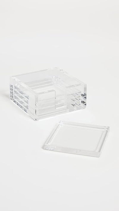 Tizo Design Women's Tizo Design Clear Acrylic Coasters, Clear, One Size