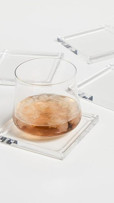 Tizo Design Women's Tizo Design Clear Acrylic Coasters, Clear, One Size