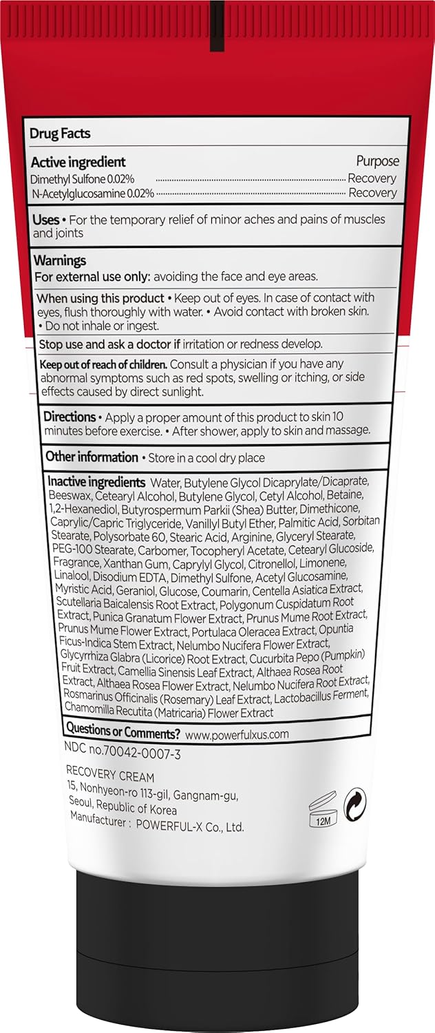 Korean Natural Pain Relief Cream 3.4oz. MSM & Glucosamine –No Menthol–Non-Greasy Formula- for Muscle Soreness, Joint, Knee, Back, and Arthritis Pain, Neuropathy, Tennis Elbow Recovery Cream