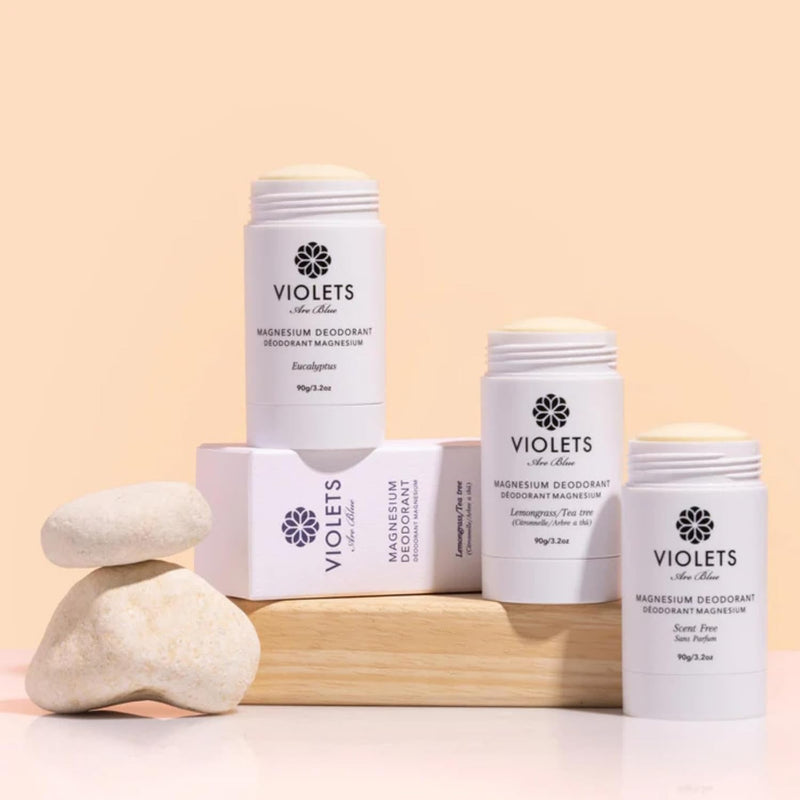 Violets Are Blue Magnesium Deodorant – Award-Winning, Aluminum-Free, Baking Soda-Free – Long-Lasting Natural Deodorant with Coconut Oil – Cream Formula for Women & Men 3.2oz (Lemongrass & Tea Tree)