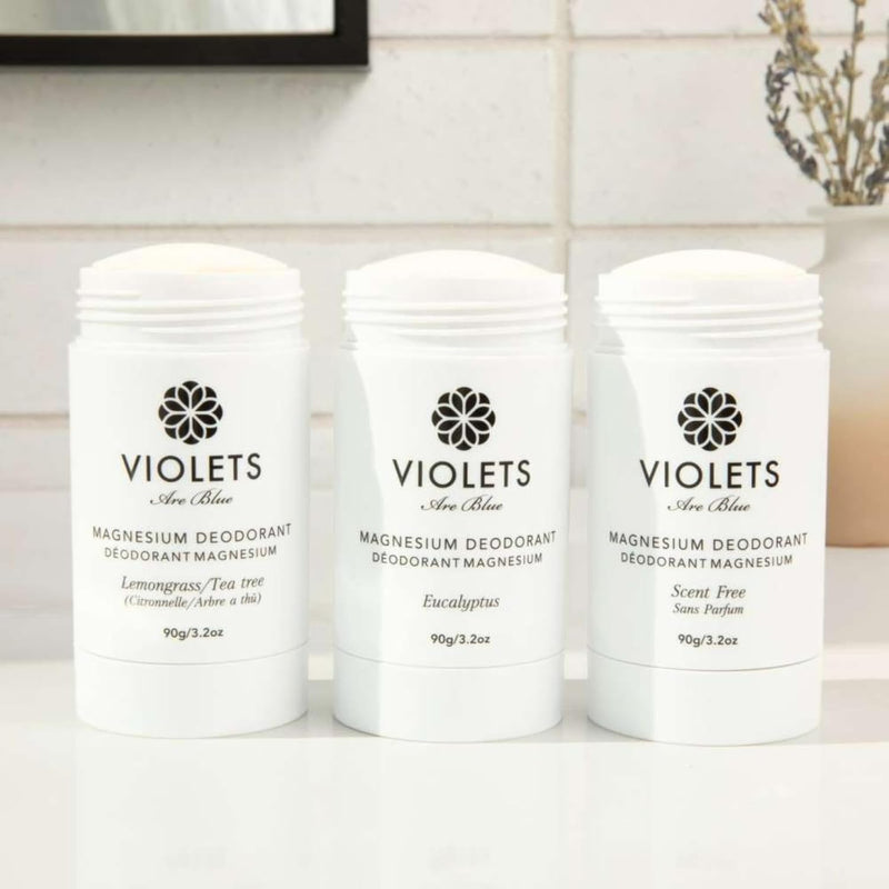 Violets Are Blue Magnesium Deodorant – Award-Winning, Aluminum-Free, Baking Soda-Free – Long-Lasting Natural Deodorant with Coconut Oil – Cream Formula for Women & Men 3.2oz (Lemongrass & Tea Tree)