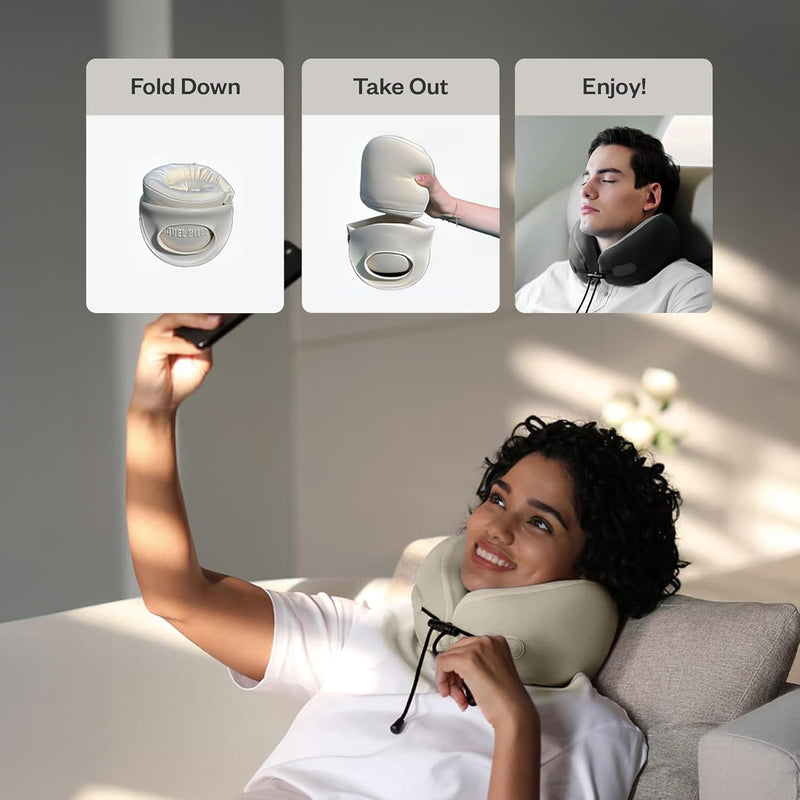 PIXIE MOOD Every Think Travel and Airplane Neck Pillow, Memory Foam, Support, Neck, Head Chin - Soft, Lightweight, Washable, Easy-to-Carry