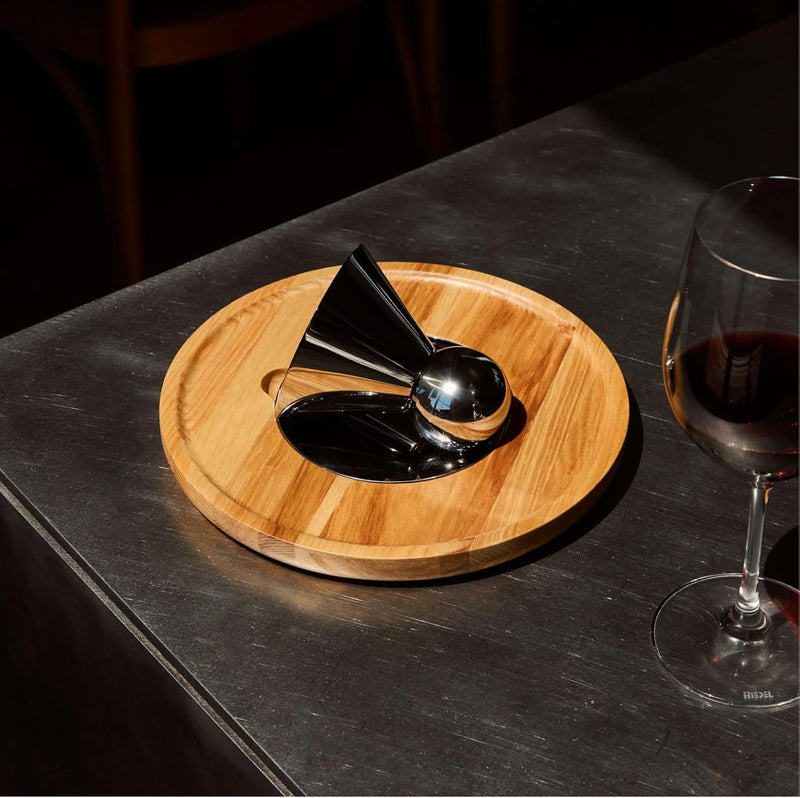 Holcomb Studio Birdie Wine Decanter 69.3oz | Hand-Blown Glass Carafe Pitcher with Aerating Sphere, Ash Wood Trivet & Metal Coaster | Elegant Wine Server for Enhancing Aroma & Flavor Wine Gifts 8.1"H