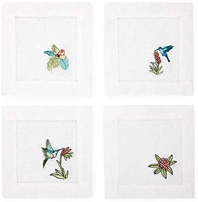 SFERRA Embroidered Cocktail Napkins Tropicale Set of Four