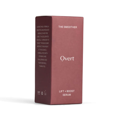 Overt Skincare THE SMOOTHER Lift + Boost Serum to Increase Cell Turnover, Target Uneven Skintone, Acne, and Signs of Aging with Retinol, Jojoba Oil, and Centella Asiatica - 1 fl oz/30 mL