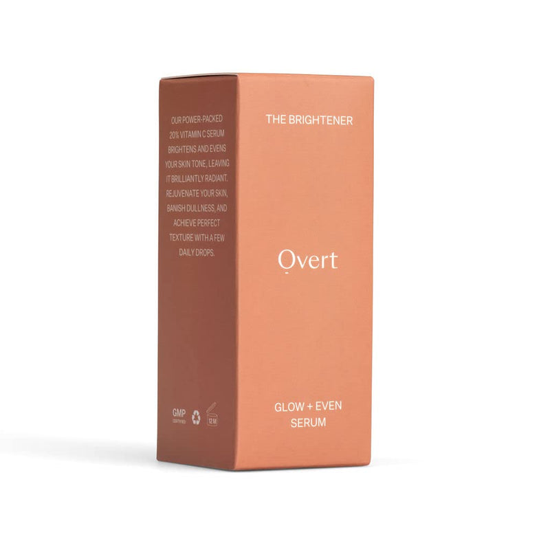 Overt Skincare THE BRIGHTENER Glow + Even Serum to Even Out Skin Tone, Brighten, Moisturize, Create Radiant Skin with Vitamin C and Hyaluronic Acid - 1 fl oz/30 mL