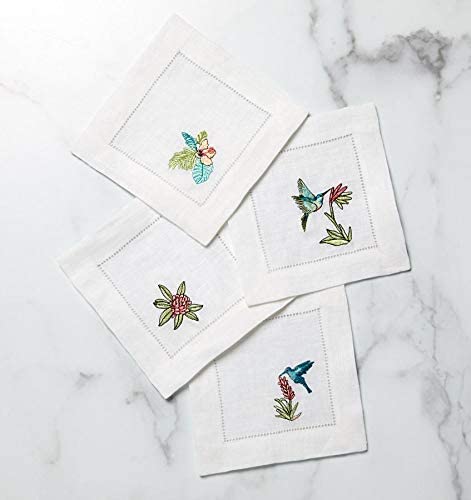 SFERRA Embroidered Cocktail Napkins Tropicale Set of Four