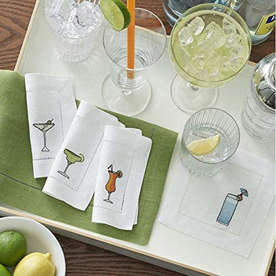 Sferra Bevande Embroidered Cocktail Napkins (6" x 6") - Set of 4