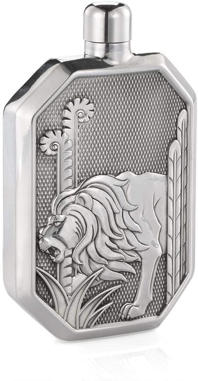 Royal Selangor Hand Finished Savannah Collection Pewter Lion Hip Flask LG Gift