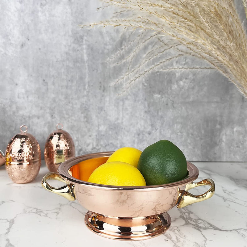 Coppermill Kitchen | Vintage Inspired Serving Bowls | Authentic Copper & Brass | Set of Two | 1.75 cups