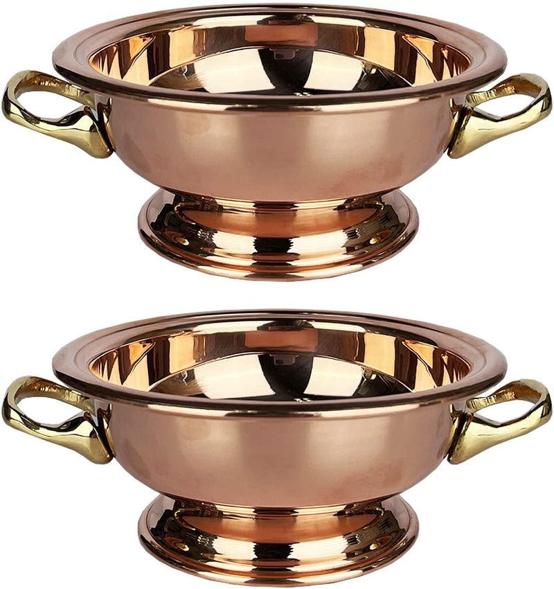 Coppermill Kitchen | Vintage Inspired Serving Bowls | Authentic Copper & Brass | Set of Two | 1.75 cups