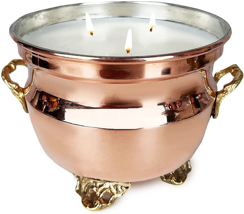 Coppermill Kitchen | Vintage French Inspired Jardiniere Candle | Authentic Copper & Brass | Grapefruit Mint Scented | 3-Wick | 32oz/907g